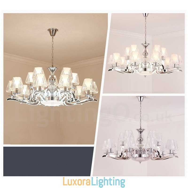 Designer Touch Decorative Retro Rustic Luxury Crystal Pendant Lamp Chandelier with Glass Shade