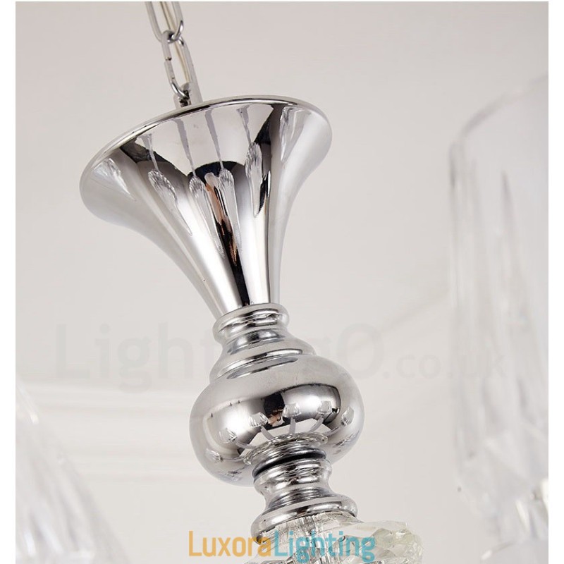 Designer Touch Decorative Retro Rustic Luxury Crystal Pendant Lamp Chandelier with Glass Shade