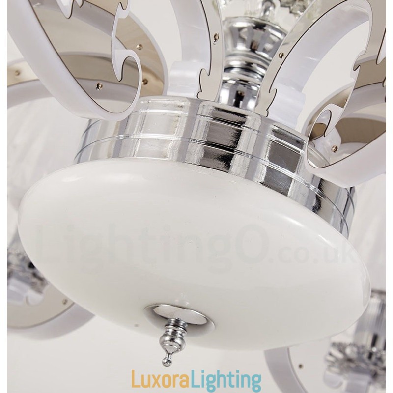 Designer Touch Decorative Retro Rustic Luxury Crystal Pendant Lamp Chandelier with Glass Shade