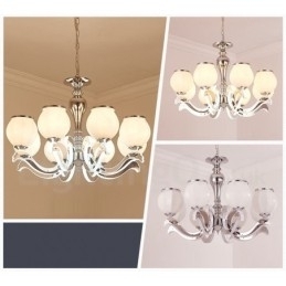 Designer Touch Decorative 8 Light Modern Contemporary Luxury Pendant Lamp Chandelier with Glass Shade