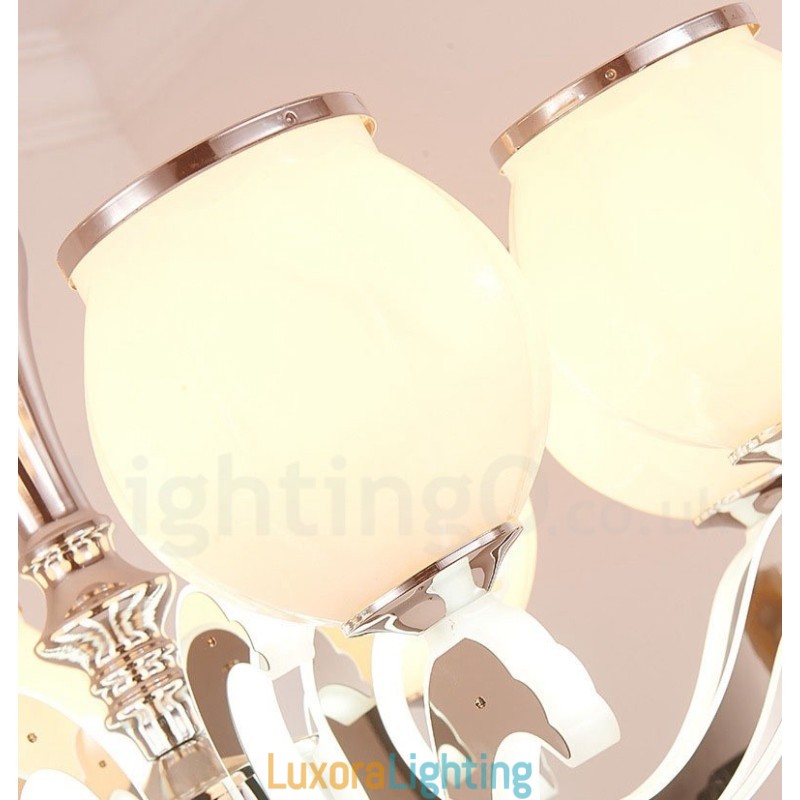 Designer Touch Decorative 8 Light Modern Contemporary Luxury Pendant Lamp Chandelier with Glass Shade