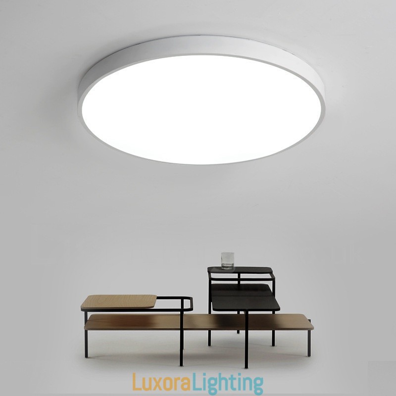Designer Touch Decorative Ultra Thin Dimmable Modern Contemporary Nordic Style Flush Mount Ceiling Lights with Acrylic Shade with Remote Control Also Can Be Used As Wall Light