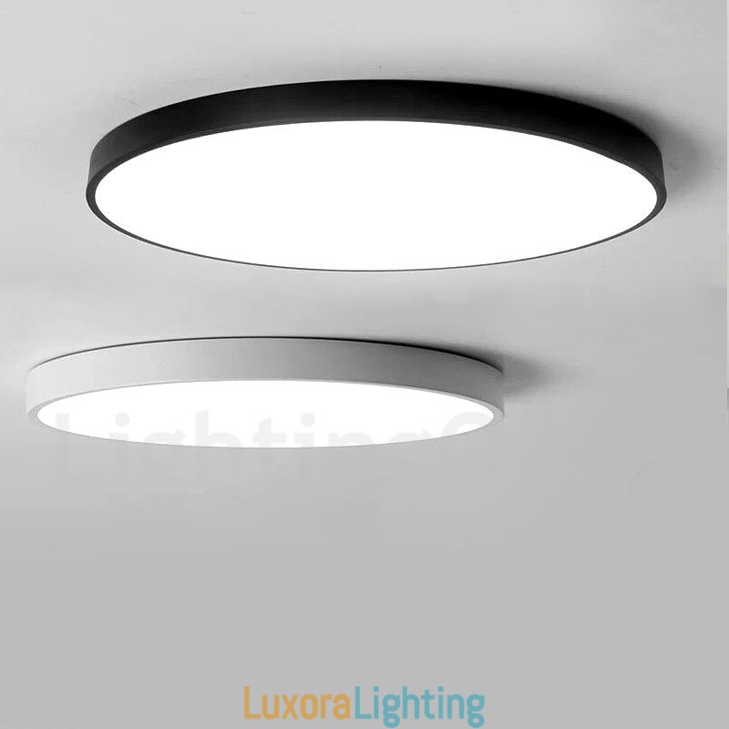 Designer Touch Decorative Ultra Thin Dimmable Modern Contemporary Nordic Style Flush Mount Ceiling Lights with Acrylic Shade with Remote Control Also Can Be Used As Wall Light