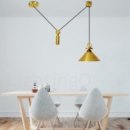 Designer Touch Decorative Pure Copper Modern Contemporary Nordic Style Rise and Fall Pendant Light Brass Ceiling Lamp