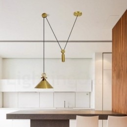Designer Touch Decorative Pure Copper Modern Contemporary Nordic Style Rise and Fall Pendant Light Brass Ceiling Lamp