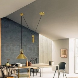 Designer Touch Decorative Pure Copper Modern Contemporary Nordic Style Rise and Fall Pendant Light Brass Ceiling Lamp