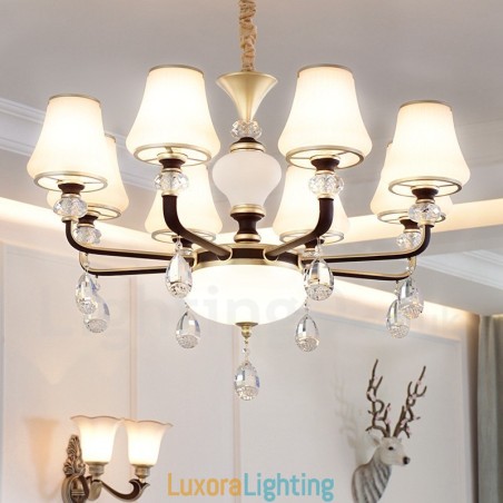 Designer Touch Decorative Modern Contemporary Retro Luxury Crystal Pendant Lamp Chandelier with Glass Shade