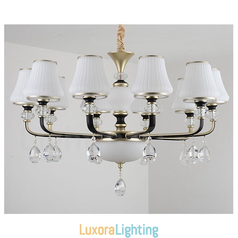 Designer Touch Decorative Modern Contemporary Retro Luxury Crystal Pendant Lamp Chandelier with Glass Shade