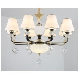 Designer Touch Decorative Modern Contemporary Retro Luxury Crystal Pendant Lamp Chandelier with Glass Shade