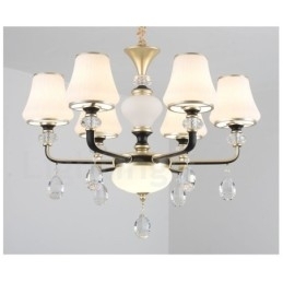 Designer Touch Decorative Modern Contemporary Retro Luxury Crystal Pendant Lamp Chandelier with Glass Shade
