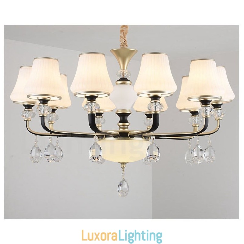 Designer Touch Decorative Modern Contemporary Retro Luxury Crystal Pendant Lamp Chandelier with Glass Shade