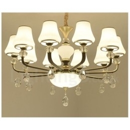 Designer Touch Decorative Modern Contemporary Retro Luxury Crystal Pendant Lamp Chandelier with Glass Shade