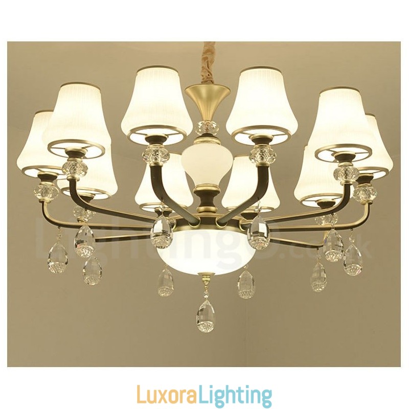 Designer Touch Decorative Modern Contemporary Retro Luxury Crystal Pendant Lamp Chandelier with Glass Shade