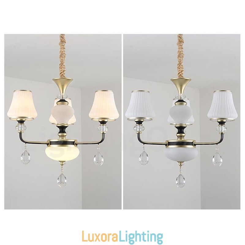 Designer Touch Decorative Modern Contemporary Retro Luxury Crystal Pendant Lamp Chandelier with Glass Shade