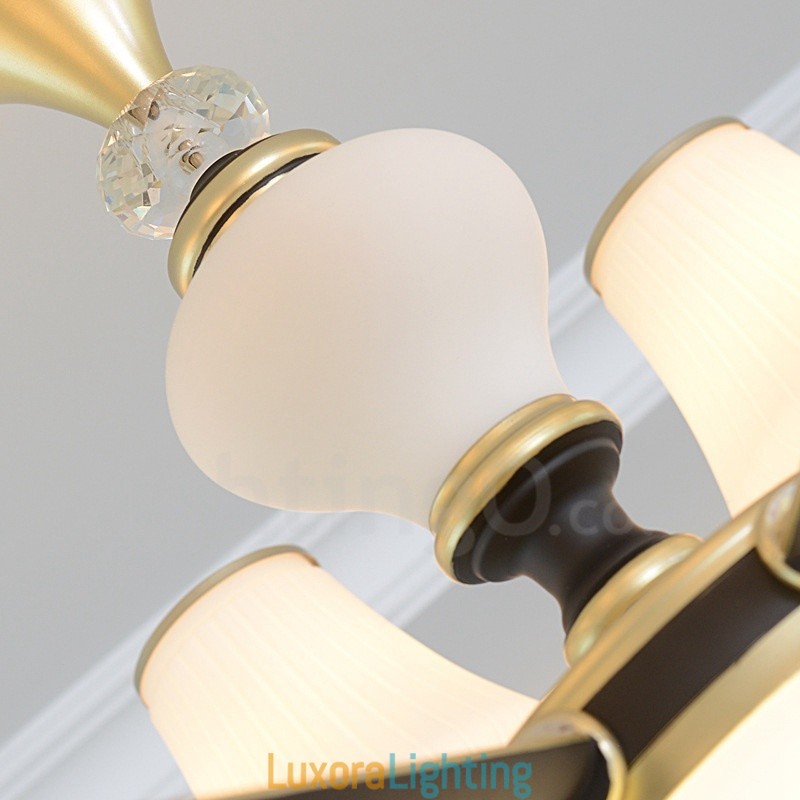 Designer Touch Decorative Modern Contemporary Retro Luxury Crystal Pendant Lamp Chandelier with Glass Shade