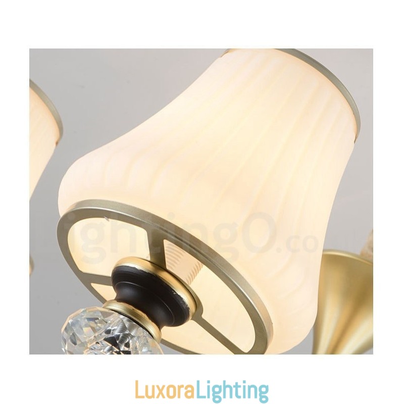 Designer Touch Decorative Modern Contemporary Retro Luxury Crystal Pendant Lamp Chandelier with Glass Shade