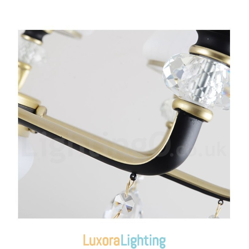 Designer Touch Decorative Modern Contemporary Retro Luxury Crystal Pendant Lamp Chandelier with Glass Shade