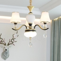 Designer Touch Decorative Modern Contemporary Retro Luxury Crystal Pendant Lamp Chandelier with Glass Shade