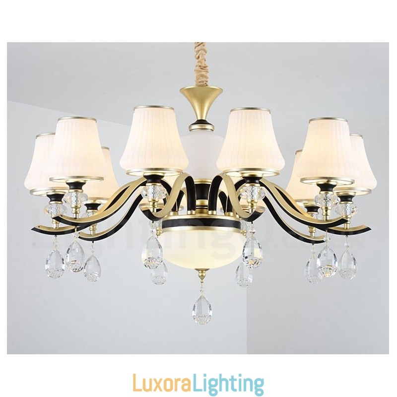 Designer Touch Decorative Modern Contemporary Retro Luxury Crystal Pendant Lamp Chandelier with Glass Shade