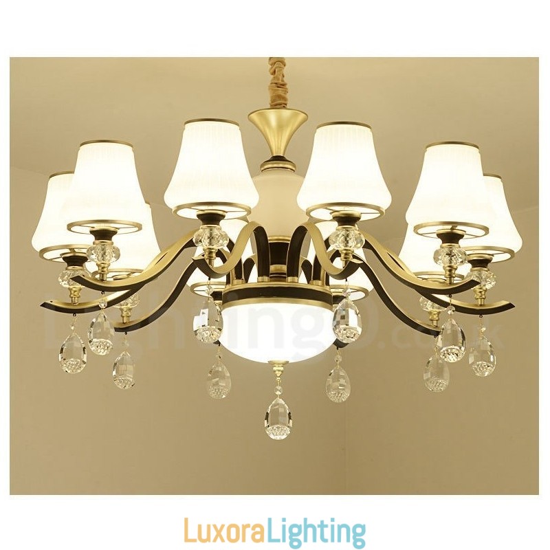 Designer Touch Decorative Modern Contemporary Retro Luxury Crystal Pendant Lamp Chandelier with Glass Shade