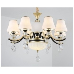 Designer Touch Decorative Modern Contemporary Retro Luxury Crystal Pendant Lamp Chandelier with Glass Shade