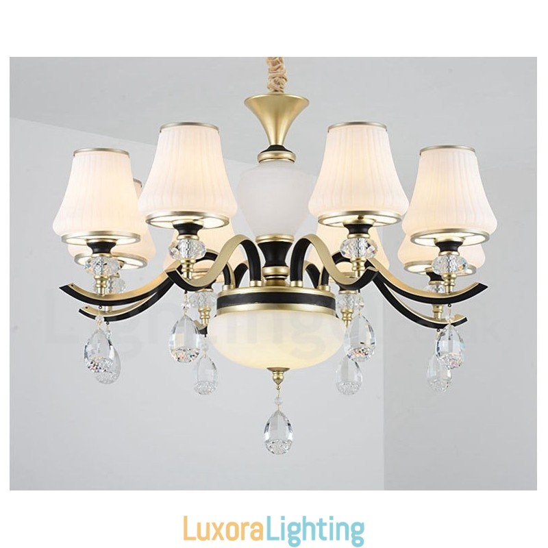 Designer Touch Decorative Modern Contemporary Retro Luxury Crystal Pendant Lamp Chandelier with Glass Shade