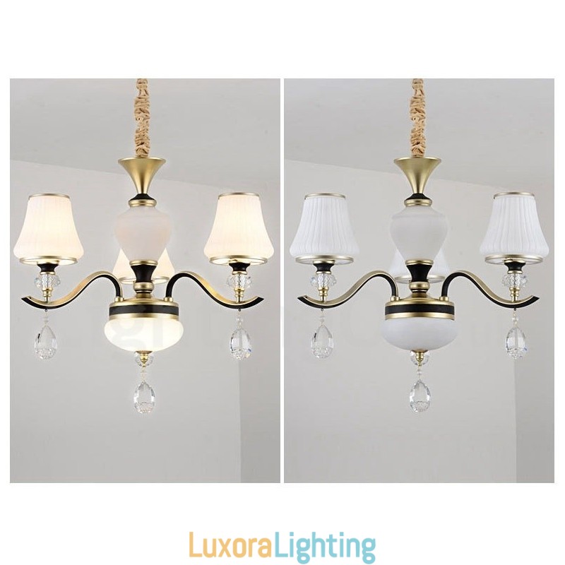 Designer Touch Decorative Modern Contemporary Retro Luxury Crystal Pendant Lamp Chandelier with Glass Shade