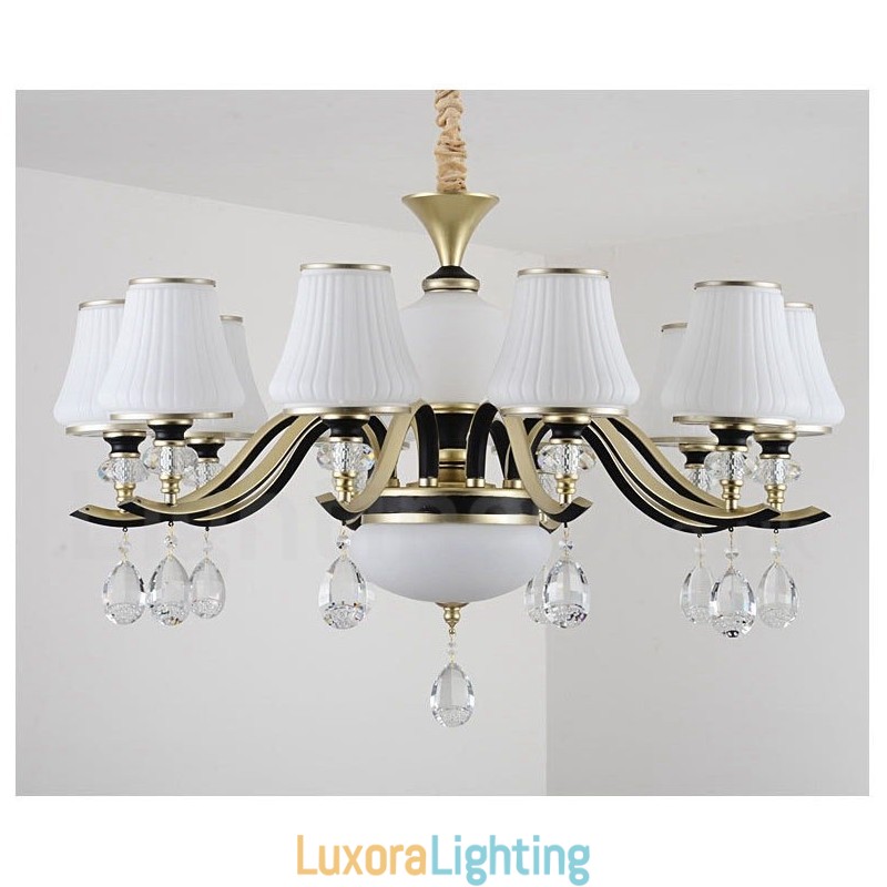 Designer Touch Decorative Modern Contemporary Retro Luxury Crystal Pendant Lamp Chandelier with Glass Shade