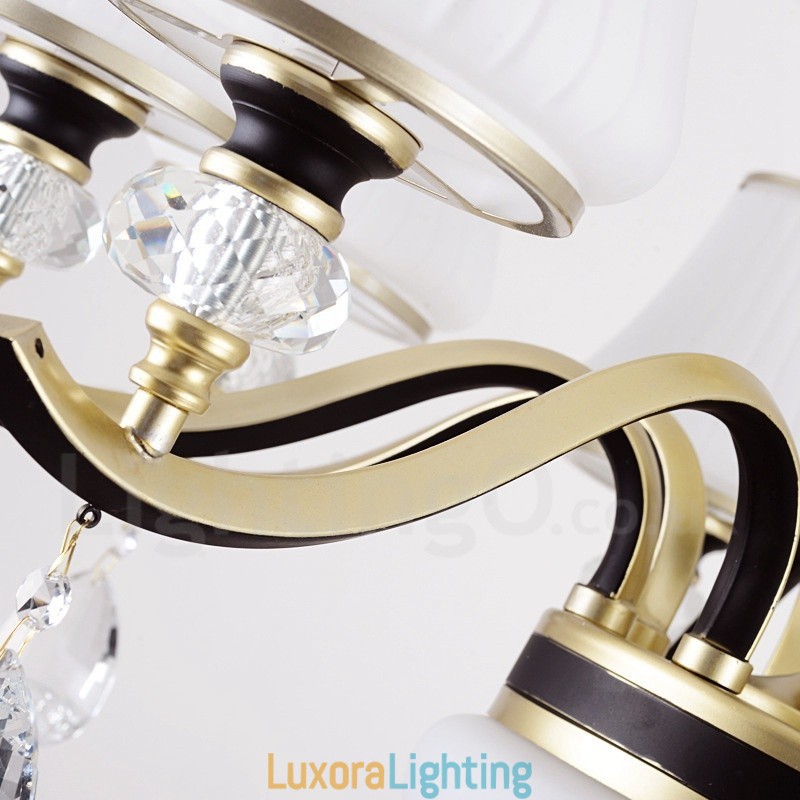 Designer Touch Decorative Modern Contemporary Retro Luxury Crystal Pendant Lamp Chandelier with Glass Shade