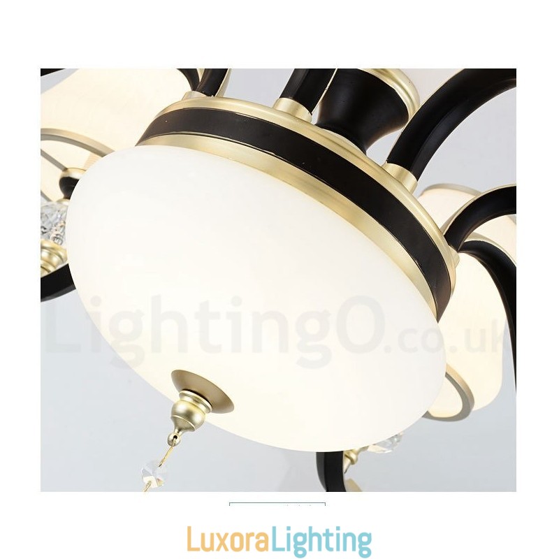 Designer Touch Decorative Modern Contemporary Retro Luxury Crystal Pendant Lamp Chandelier with Glass Shade