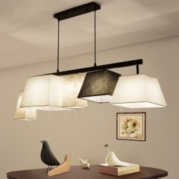 Designer Touch Decorative Modern Contemporary 5 Light Steel Pendant Light with Fabric Shade