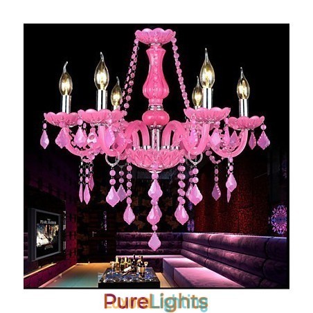 Designer Touch Decorative Coffee lamp Project Light Candle Crystal Hanging Lamp Pink