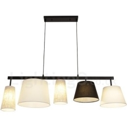 Designer Touch Decorative Modern Contemporary 5 Light Steel Pendant Light with Fabric Shade