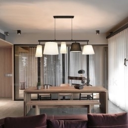 Designer Touch Decorative Modern Contemporary 5 Light Steel Pendant Light with Fabric Shade