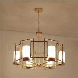 Designer Touch Decorative Modern Contemporary 6 Light Brass Pendant Light with Glass Shade