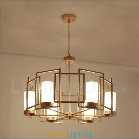 Designer Touch Decorative Modern Contemporary 6 Light Brass Pendant Light with Glass Shade