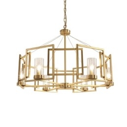 Designer Touch Decorative Modern Contemporary 6 Light Brass Pendant Light with Glass Shade