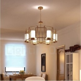 Designer Touch Decorative Modern Contemporary 6 Light Brass Pendant Light with Glass Shade