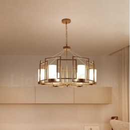 Designer Touch Decorative Modern Contemporary 6 Light Brass Pendant Light with Glass Shade