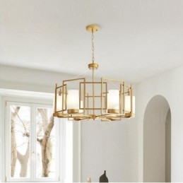 Designer Touch Decorative Modern Contemporary 6 Light Brass Pendant Light with Glass Shade