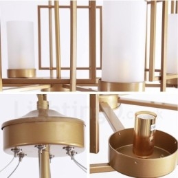 Designer Touch Decorative Modern Contemporary 6 Light Brass Pendant Light with Glass Shade