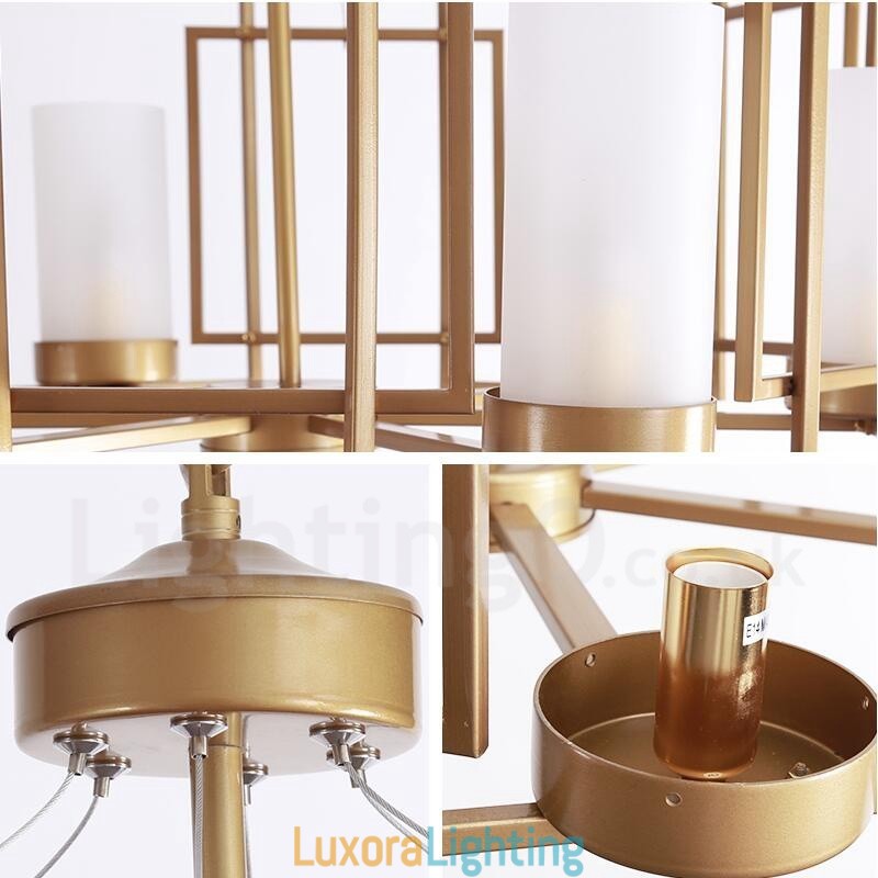 Designer Touch Decorative Modern Contemporary 6 Light Brass Pendant Light with Glass Shade