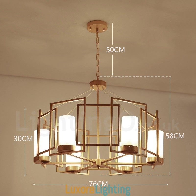 Designer Touch Decorative Modern Contemporary 6 Light Brass Pendant Light with Glass Shade