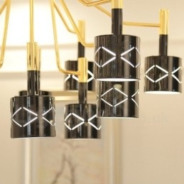 Designer Touch Decorative Modern Contemporary 12 Light Steel Chandelier with Steel Shade