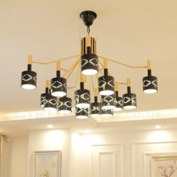 Designer Touch Decorative Modern Contemporary 15 Light Steel Chandelier with Steel Shade