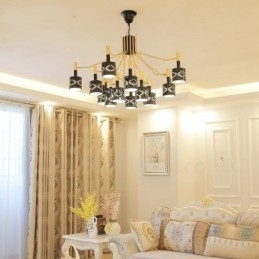Designer Touch Decorative Modern Contemporary 15 Light Steel Chandelier with Steel Shade