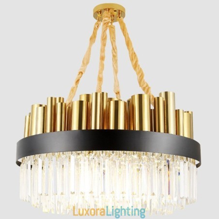 Designer Touch Decorative Modern Contemporary 16 Light Steel Pendant Light with Crystal Shade