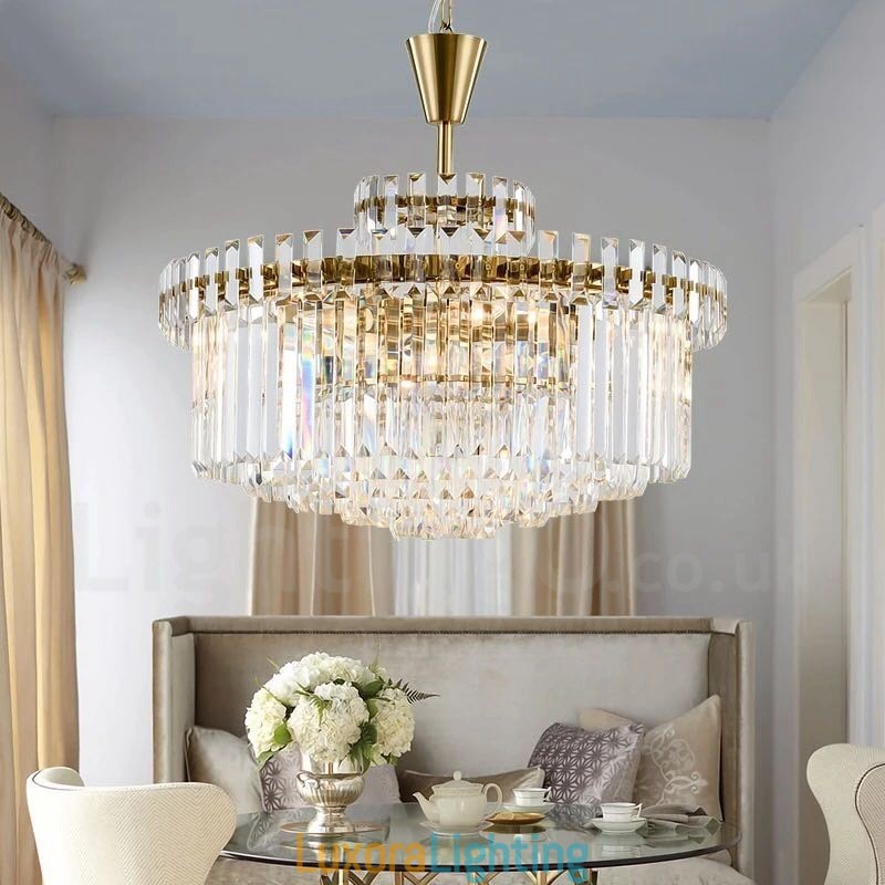 Designer Touch Decorative Modern Contemporary 9 Light Steel Pendant Light with Crystal Shade