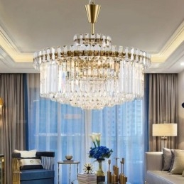 Designer Touch Decorative Modern Contemporary 9 Light Steel Pendant Light with Crystal Shade