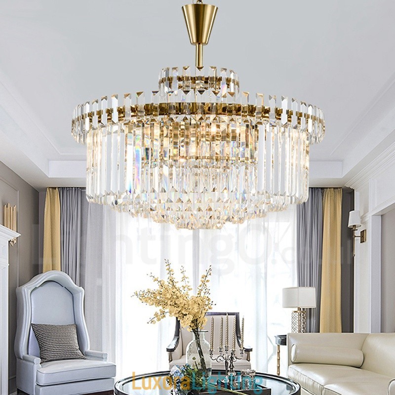 Designer Touch Decorative Modern Contemporary 9 Light Steel Pendant Light with Crystal Shade